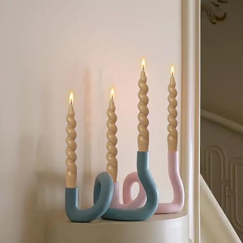 Tan Beige Spiral Taper Candles 7.5 Inch Short Candlesticks Smokeless Twisted Candles Unscented Candle Sticks Handmade 4 PCS for Romantic Gifts Christmas Dinner Decor - Image 2