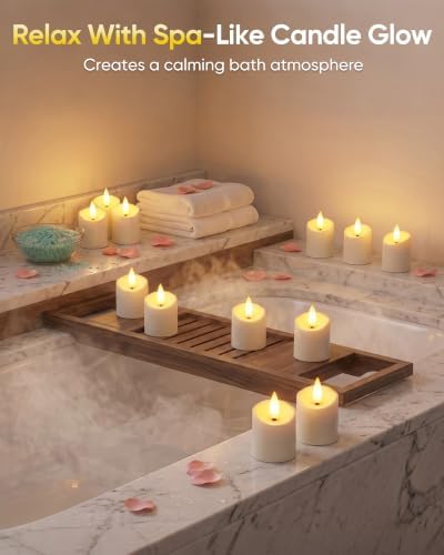 Homemory 12 Pack Rechargeable Tea Light Candles with Remote, 2/4/6/8H Timer - Image 7