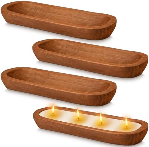 FoldTier 4 Pcs Wooden Dough Bowl Bulk, Brown, 16' X 6'' X 2'', Classic by FoldTier