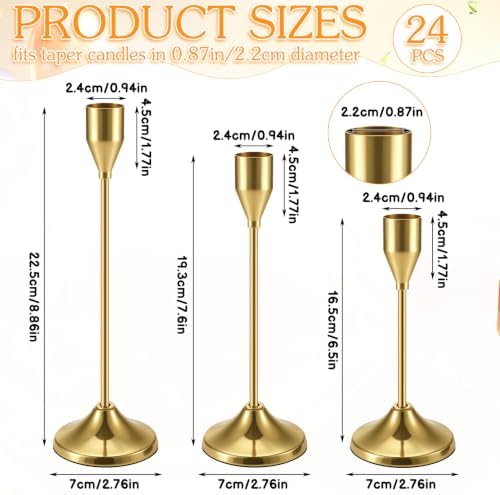24PCS Brass Gold Candlestick Holders, Metal Taper Candle Holders - Image 5