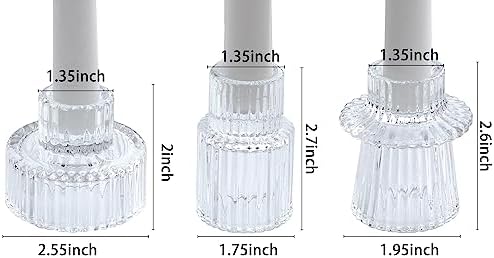 Vixdonos Glass Candlestick Holders Tealight Candle Holders for Table Centerpieces, Wedding Decor and Dinner Party (3 Pcs, Clear) - Image 2