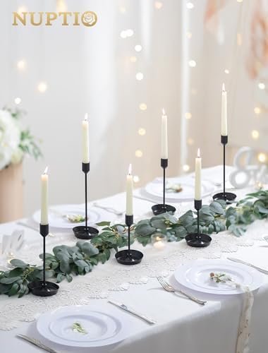 NUPTIO Black Candlestick Holders for Centerpiece: 3 Pcs Tall Candle Holders - Image 6