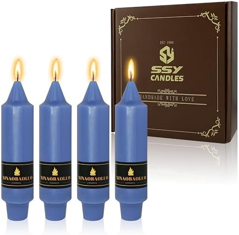 5 inch Short Taper Candle 4 Pack Handmade Haze Blue Candles Unscented Smokeless Pastel Candlesticks for Holiday Wedding Dinner Party Seasonal Celebration Birthday Home Decoration by XINAOBAOLUO