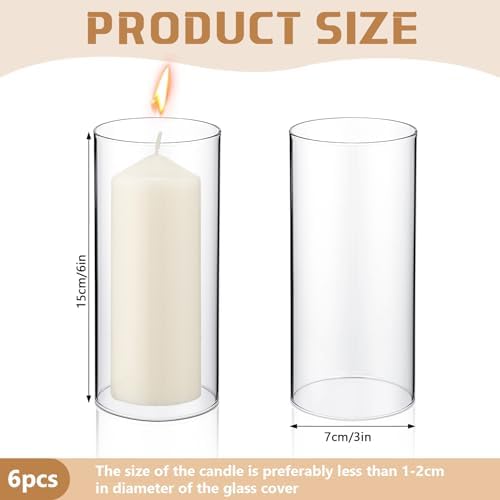 Yaomiao 6 Pcs Hurricane Glass Candle Holders Sleeve, 2.95 x 6 Inch - Image 2