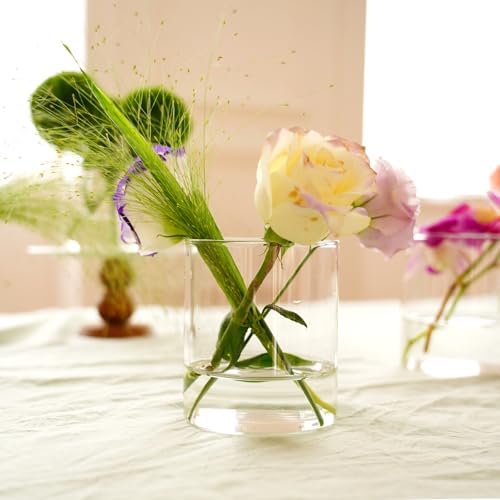 12pcs Glass Cylinder Vases for Centerpieces - 4 inch Clear Glass Flowers Vases Bulk, Hurricane Candle Holders Floating Candle Vases for Table Centerpiece Formal Dinners Home Decor - Image 3