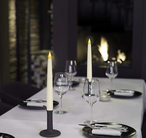Flameless Taper Candles with Remote Control and Timer, Battery Operated LED Candlesticks with Flickering 3D Flame, 9.6×0.8 Inches Plastic Fake Candles for Christmas, Wedding and Home Decor (Ivory, 15) - Image 7