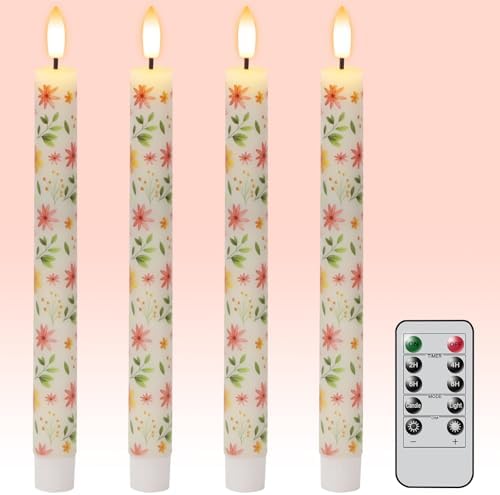 Flower Flameless Taper LED Candles Battery Operated with Remote Timer by KunSwennLife