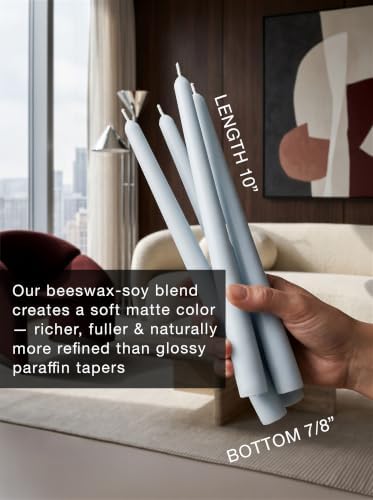10" Classic Taper Candles, Ice Blue, 6-Pack, 7-8 Hours Long Burning, Unscented Tall Candlesticks - Image 2