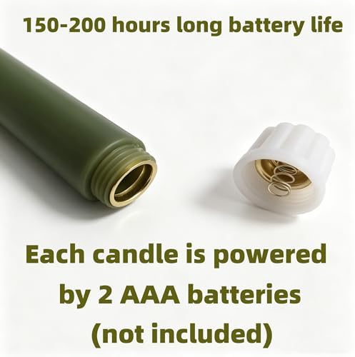 Olive Green Flameless Taper Candles with Remote Timer Set of 4 - Image 3