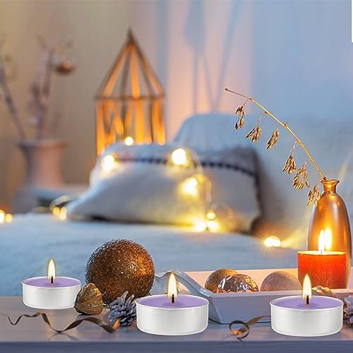 Purple Lavender Scented Tealight Candles - Giant 100 Pack Candles -Smokeless, 4 Hour Burn - Gift Set for Valentine's Day, Christmas, Weddings Centerpiece & Home Decor - Image 6