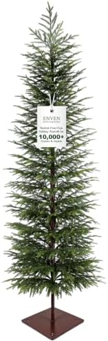 6FT Artificial Norfolk Pine Pencil Christmas Tree, Real-Touch PE Material, Family & Pet Friendly, Faux Slim Christmas Tree with Heavy-Duty Base for Indoor Outdoor Decor by ENVEN