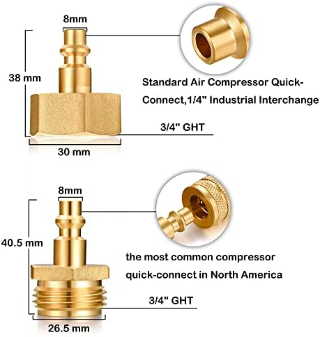 RV Winterize Sprinkler Systems Blowout Plug Quick Connect Air Compressor 1/4" Adapter | Fits Garden Hose 3/4" Threading Water Blowout Adapter Fitting for RV, Camper and Sprinkler Systems - Image 2