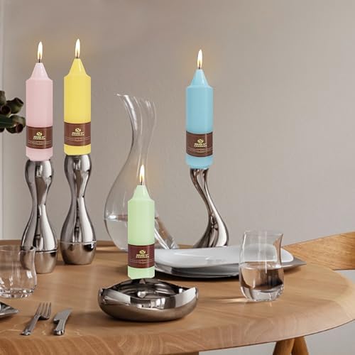 Pastel Short Taper Candle 5 Inch Candlesticks Unscented Dripless Tapered Candle Set for Home Decor Wedding Party Dinner Candles, 4 Pack - Image 5
