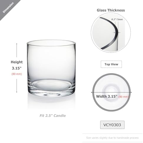 WGV Quality Thick Tea Light Votive Candle Holder 3x3, Clear Tiny Cylinder Glass Vase, Small Planter Terrarium, 1 Pc - Image 2