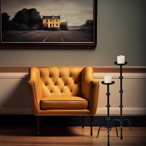 Mumufy 1 Pcs Metal Tall Floor Candleholder Candlestick, 32 in, 27 in, Black - Image 7