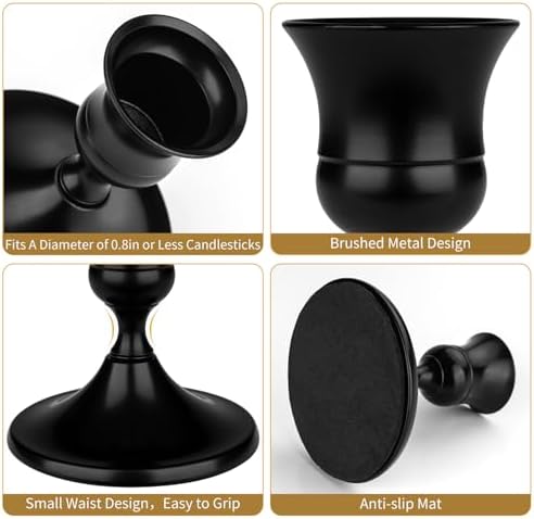 Black Candle Holder Taper Candle Holders, Set of 9 Candlestick Holders Decor for Home Decor, Metal Taper Candleholder for Fall Thanksgiving Halloween Christmas Table Fireplace Decor - Image 3