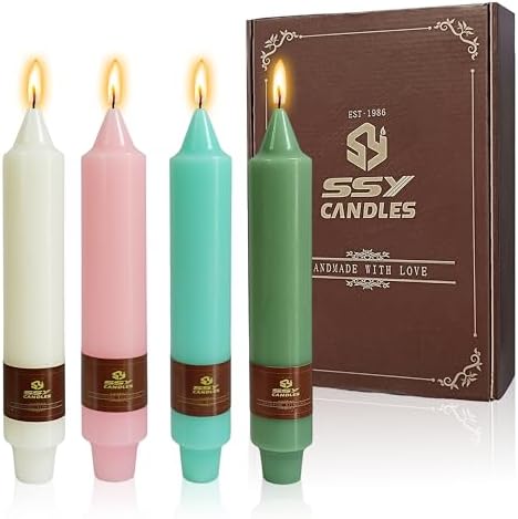 Pastel Candle Short Taper Candle 7 Inch Candlesticks Unscented Dripless Tapered Candle Set for Home Decor Wedding Party Dinner, 4 Pack by XINAOBAOLUO