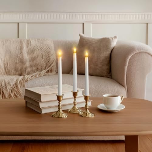 12 Pcs Flameless Taper Candles with Remote and Timer, 9.6 Inches Plastic LED Candlesticks, White Battery Operated Window Candles, for Home Wedding Christmas Party Decoration - Image 4