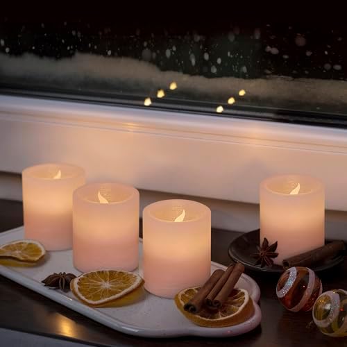FURORA LIGHTING Pink Marble Real Wax Votive LED Candles, 6-Pack - Image 2