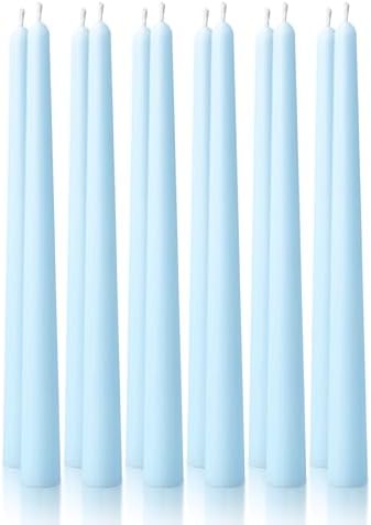 10" Classic Taper Candles, Sky Blue, 12-Pack, 7-8 Hours Long Burning, Unscented Tall Candlesticks by Unknown