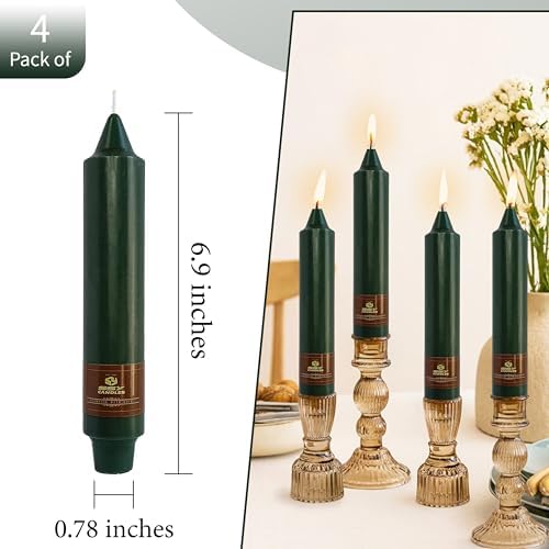 Unscented Candle Sticks 7 inch Hunter Green Taper Candles Set of 4 Smokeless Candle Slow Burning Candlesticks Perfect as Dinner Household Holiday & All Special Occasions - Image 4