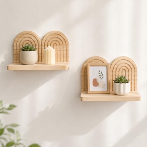 Artilady Boho Shelf Wall Decor, Wood Hanging Shelves for Storage Display by Artilady