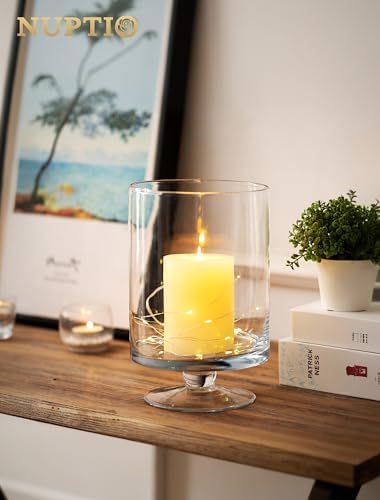 NUPTIO Glass Candle Holder for Pillars: Large Clear Glass Vases for Table - Image 3