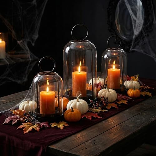 3 Pack Metal Candle Holders with Glass Dome, Black Candlestick Holders Set - Image 6