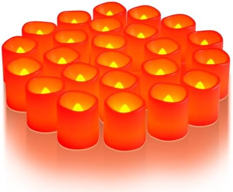 Homemory 12 Pack Red Flameless Flickering LED Votive Tealights Candles by Homemory