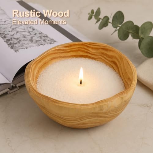 Candle Bowl Compatible with Foton Pearled, Solid Wood Rustic Vessel - Image 5