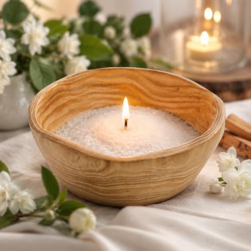 Candle Bowl Compatible with Foton Pearled, Solid Wood Rustic Vessel - Image 3