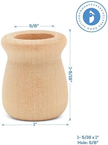 Bean Pot Candle Cups, 1-5/16 Inch, 5/8 Inch Hole, Pack of 25 Unfinished Wood Candle Holders, Wood Turnings for Crafts, by Woodpeckers - Image 2