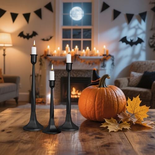 Black Taper Candle Holders Set of 3, Tall Candlesticks - Image 3