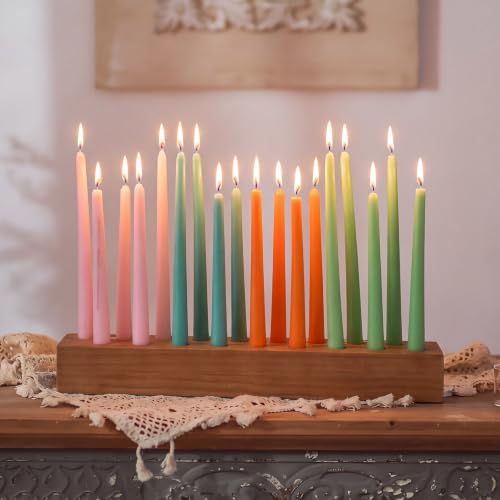 Mumufy 18in Long Wooden Taper Candle Holders for Birthday Party Candlestick Table Centerpiece Giant Wooden Farmhouse Candle Holders Decorations for Birthday Wedding Anniversary Desktop(Dark Brown) by Mumufy