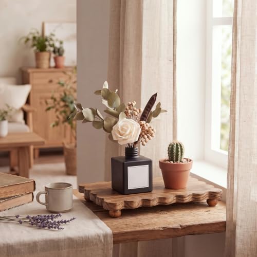 Yookeer Scalloped Wood Riser, Brown, 8.7'' X 6'' X 1.6'', Square - Image 6
