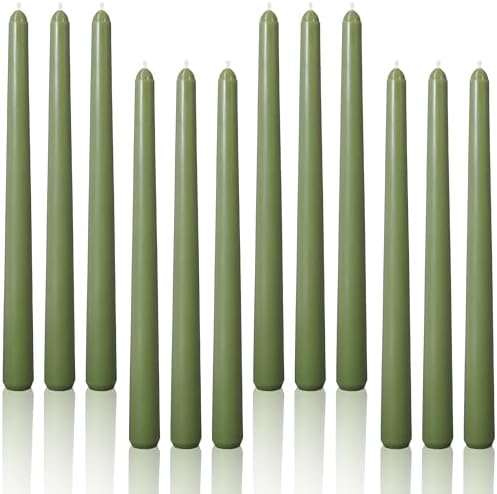 Viyffo Taper Candles, 10 Inch, 12 Pack, Olive Glow – Unscented, Smokeless by Viyffo