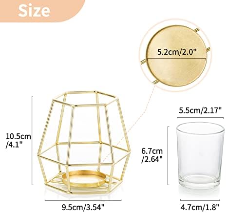 NUPTIO Gold Geometric Tealight Candle Holders, Set of 2 - Image 2