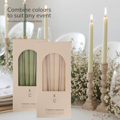 Tapered Dinner Candles, Pack of 6 – Soy & Paraffin Wax Blend, 10-Inch Dripless Taper Candles with 7-Hr. Clean Burn – Smokeless Unscented Tapers for Weddings, Dinner Tables & Home Decor – Ivory - Image 3