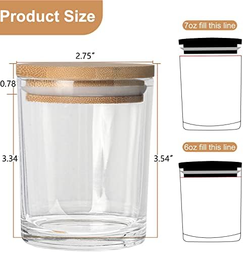 CONNOO 15 Pack 7 OZ Clear Candle Jars with Bamboo Lids - Image 2