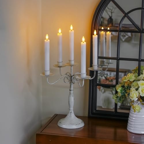 Flameless Flickering Taper Candles Two Remote, 7.5 Inch White Battery Operated LED Window Candles Timer,Set of 8 Plastic 3D-Wick Dripping-Wax Effect Flameless Candlesticks(0.86”Dia,Warm Fire) - Image 5