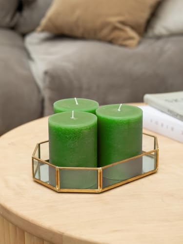 CANDWAX 3x4 inch Grass Green Pillar Candles Set of 3 - Unscented Dripless Rustic Grass Green Candles for Weddings, Centerpieces, Home Décor, Party Decorations - Image 4