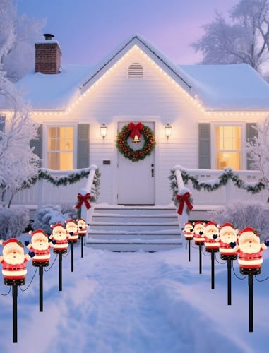 Christmas Pathway Lights Outdoor (5 Pack), Bright Santa Claus Yard Stakes with C7 LED Bulbs, Heavy Duty Connectable Garden Stakes for Winter Holiday Lawn & Driveway Decorations (UL Listed) - Image 4