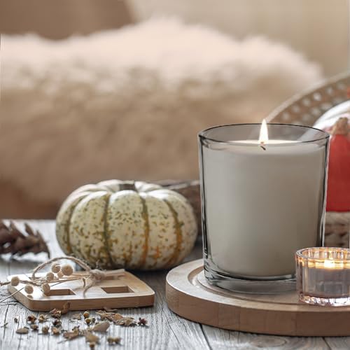 SHOWIN 10 OZ Thick Candle Jars for Making Candles 15 Pcs, Empty Jars with Wood Lids for Candle Making, Sample Container, Grey - Image 5