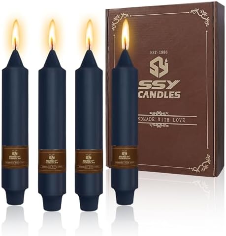 NJAO HOO Candlesticks Short Taper Candles, Unscented Candle Sticks Straight Dinner Candle Set for Home Decor Weddings Halloween Festive Seasons Holiday, Set of 4,Indigo 7 Inch by NJAOHOO