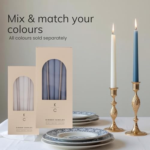 Tapered Dinner Candles, Pack of 6 – Soy & Paraffin Wax Blend, 10-Inch Dripless Taper Candles with 7-Hr. Clean Burn – Smokeless Unscented Tapers for Weddings, Dinner Tables & Home Decor – Duck Blue - Image 3