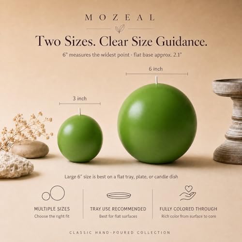 MOZEAL Hand-Poured, 3 Inch Lime Green Round Ball Candles - Elegant Lime Green Round Pillar Candles Set of 3, Dripless, Unscented, Smokeless, Ideal for Spring Celebrations. - Image 2