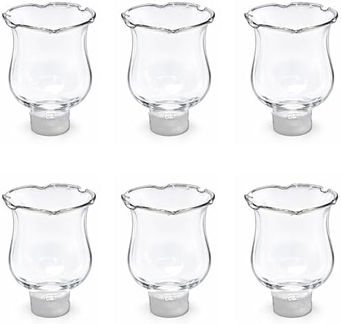 4E's Novelty Clear Glass Votive Cups with Peg - Pack of 6 - Tulip Votive for Candelabra Candle Holder, Home Interior Candle Sconce Glass Replacement Parts, Shabbat Candle Glass Oil Lamp (2.75" Tall) by 4EsNovelty