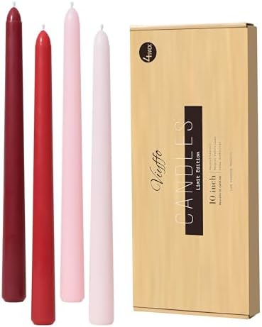 Viyffo Taper Candles 10 Inch Red 4 Pack Unscented, Smokeless by Viyffo