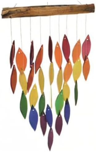 Blue Handworks Rainbow Waterfall Glass Wind Chime | Handcrafted Waterfall Glass Wind Chime Spanning the Full Rainbow Spectrum - Violet, Blue, Green, Yellow and Red