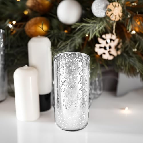 WGVI Hurricane Candle Holder Sleeve, W: 4", Ht: 8", Silver Speckled Glass Cylinder Open Both Ends, Chimney Tube Shade, 6 Pieces - Image 5